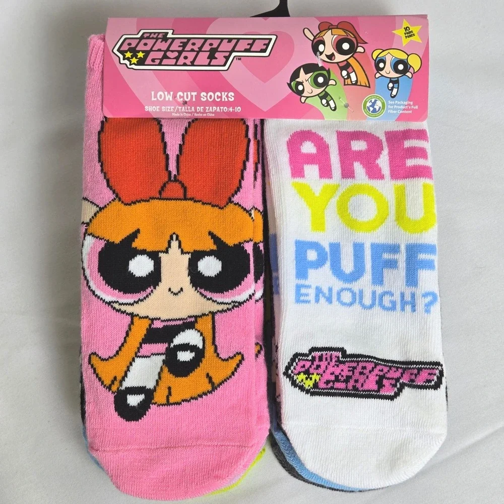 Powerpuff‎ Girls 10-Pack Low Cut Socks Fits Shoe Size 4-10 New